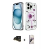 MARSİLYAN™- iPhone 14 Pro Max Kılıf Kozmos Doku - Siyah Bilvis 3D Mat Cam Ekran Koruyucu + Raze Metal Kamera Lens - GD