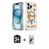 MARSİLYAN™- iPhone 14 Pro Max Kılıf Kozmos Doku - Siyah Bilvis 3D Mat Cam Ekran Koruyucu + PVD Metal Kamera Lens - TU