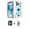 MARSİLYAN™- iPhone 14 Pro Max Kılıf Kozmos Doku - Siyah Bilvis 3D Mat Cam Ekran Koruyucu + PVD Metal Kamera Lens - TU