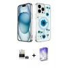 MARSİLYAN™- iPhone 14 Pro Max Kılıf Kozmos Doku - Siyah Bilvis 5in1 3D Magic Cam Ekran Koruyucu + Bilvis Titan Kamera Lens - GS