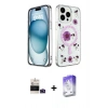 MARSİLYAN™- iPhone 14 Pro Max Kılıf Kozmos Doku - Siyah Bilvis 5in1 3D Magic Cam Ekran Koruyucu + Bilvis Titan Kamera Lens - DNMR