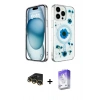 MARSİLYAN™- iPhone 14 Pro Max Kılıf Kozmos Doku - Siyah Bilvis 5in1 3D Magic Cam Ekran Koruyucu + Raze Metal Kamera Lens - GD