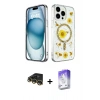 MARSİLYAN™- iPhone 14 Pro Max Kılıf Kozmos Doku - Siyah Bilvis 5in1 3D Magic Cam Ekran Koruyucu + Raze Metal Kamera Lens - GD