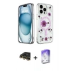 MARSİLYAN™- iPhone 14 Pro Max Kılıf Kozmos Doku - Siyah Bilvis 5in1 3D Magic Cam Ekran Koruyucu + Raze Metal Kamera Lens - GD