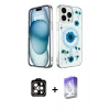 MARSİLYAN™- iPhone 14 Pro Max Kılıf Kozmos Doku - Siyah Bilvis 5in1 3D Magic Cam Ekran Koruyucu + PVD Metal Kamera Lens - TU