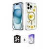 MARSİLYAN™- iPhone 14 Pro Max Kılıf Kozmos Doku - Siyah Bilvis 5in1 3D Magic Cam Ekran Koruyucu + PVD Metal Kamera Lens - TU