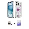 MARSİLYAN™- iPhone 14 Pro Max Kılıf Kozmos Doku - Siyah Bilvis 5in1 5D Magic Hayalet Cam Ekran Koruyucu + Bilvis Titan Kamera Lens - GD