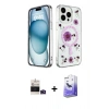 MARSİLYAN™- iPhone 14 Pro Max Kılıf Kozmos Doku - Siyah Bilvis 5in1 5D Magic Hayalet Cam Ekran Koruyucu + Bilvis Titan Kamera Lens - DNMR