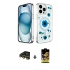 MARSİLYAN™- iPhone 14 Pro Max Kılıf Kozmos Doku - Siyah Buffer Cam Ekran Koruyucu + Raze Metal Kamera Lens - GD