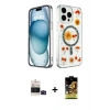 MARSİLYAN™- iPhone 14 Pro Max Kılıf Kozmos Doku - Siyah Buffer Cam Ekran Koruyucu + Siyah Bilvis Titan Kamera Lens