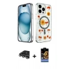 MARSİLYAN™- iPhone 14 Pro Max Kılıf Kozmos Doku - Siyah Buffer Hayalet Cam Ekran Koruyucu + Gümüş Raze Metal Kamera Lens