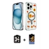 MARSİLYAN™- iPhone 14 Pro Max Kılıf Kozmos Doku - Siyah Buffer Hayalet Cam Ekran Koruyucu + PVD Metal Kamera Lens - TU