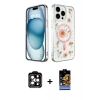 MARSİLYAN™- iPhone 14 Pro Max Kılıf Kozmos Doku - Siyah Buffer Hayalet Cam Ekran Koruyucu + PVD Metal Kamera Lens - TU
