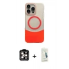 MARSİLYAN™- iPhone 14 Pro Max Kılıf Kozmos Form Özel Seri - Şeffaf Pasifik Cam Ekran Koruyucu + PVD Metal Kamera Lens - TU