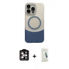 MARSİLYAN™- iPhone 14 Pro Max Kılıf Kozmos Form Özel Seri - Şeffaf Pasifik Cam Ekran Koruyucu + PVD Metal Kamera Lens - TU