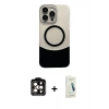 MARSİLYAN™- iPhone 14 Pro Max Kılıf Kozmos Form Özel Seri - Şeffaf Pasifik Cam Ekran Koruyucu + PVD Metal Kamera Lens - TU
