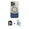 MARSİLYAN™- iPhone 14 Pro Max Kılıf Kozmos Form Özel Seri - Şeffaf Royal Nano Ekran Koruyucu + PVD Metal Kamera Lens - TU