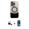 MARSİLYAN™- iPhone 14 Pro Max Kılıf Kozmos Form Özel Seri - Siyah 18D Cam Ekran Koruyucu + Bilvis Titan Kamera Lens - DNMR