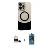 MARSİLYAN™- iPhone 14 Pro Max Kılıf Kozmos Form Özel Seri - Siyah 18D Cam Ekran Koruyucu + Bilvis Titan Kamera Lens - SH