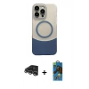 MARSİLYAN™- iPhone 14 Pro Max Kılıf Kozmos Form Özel Seri - Siyah 18D Cam Ekran Koruyucu + Gümüş Raze Metal Kamera Lens