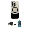 MARSİLYAN™- iPhone 14 Pro Max Kılıf Kozmos Form Özel Seri - Siyah 18D Cam Ekran Koruyucu + Raze Metal Kamera Lens - GD