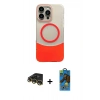 MARSİLYAN™- iPhone 14 Pro Max Kılıf Kozmos Form Özel Seri - Siyah 18D Cam Ekran Koruyucu + Raze Metal Kamera Lens - GD