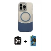 MARSİLYAN™- iPhone 14 Pro Max Kılıf Kozmos Form Özel Seri - Siyah 18D Cam Ekran Koruyucu + PVD Metal Kamera Lens - TU
