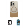 MARSİLYAN™- iPhone 14 Pro Max Kılıf Kozmos Form Özel Seri - Siyah 18D Cam Ekran Koruyucu + PVD Metal Kamera Lens - TU