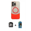 MARSİLYAN™- iPhone 14 Pro Max Kılıf Kozmos Form Özel Seri - Siyah 18D Cam Ekran Koruyucu + PVD Metal Kamera Lens - TU