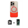 MARSİLYAN™- iPhone 14 Pro Max Kılıf Kozmos Form Özel Seri - Siyah 360 Mat Full Body Arka Koruyucu + PVD Metal Kamera Lens - TU