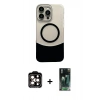 MARSİLYAN™- iPhone 14 Pro Max Kılıf Kozmos Form Özel Seri - Siyah 360 Mat Full Body Arka Koruyucu + PVD Metal Kamera Lens - TU