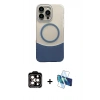 MARSİLYAN™- iPhone 14 Pro Max Kılıf Kozmos Form Özel Seri - Siyah 3D Antistatik Cam Ekran Koruyucu + PVD Metal Kamera Lens - TU