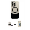 MARSİLYAN™- iPhone 14 Pro Max Kılıf Kozmos Form Özel Seri - Siyah 6D Mat Seramik Hayalet Nano Ekran Koruyucu + Bilvis Titan Kamera Lens - GD
