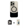 MARSİLYAN™- iPhone 14 Pro Max Kılıf Kozmos Form Özel Seri - Siyah 6D Mat Seramik Hayalet Nano Ekran Koruyucu + PVD Metal Kamera Lens - TU