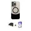 MARSİLYAN™- iPhone 14 Pro Max Kılıf Kozmos Form Özel Seri - Siyah Bilvis 5in1 3D Magic Cam Ekran Koruyucu + Raze Metal Kamera Lens - GD