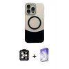 MARSİLYAN™- iPhone 14 Pro Max Kılıf Kozmos Form Özel Seri - Siyah Bilvis 5in1 3D Magic Cam Ekran Koruyucu + PVD Metal Kamera Lens - TU