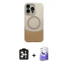 MARSİLYAN™- iPhone 14 Pro Max Kılıf Kozmos Form Özel Seri - Siyah Bilvis 5in1 5D Magic Hayalet Cam Ekran Koruyucu + PVD Metal Kamera Lens - TU