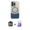 MARSİLYAN™- iPhone 14 Pro Max Kılıf Kozmos Form Özel Seri - Siyah Bilvis 5in1 5D Magic Hayalet Cam Ekran Koruyucu + PVD Metal Kamera Lens - TU