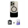 MARSİLYAN™- iPhone 14 Pro Max Kılıf Kozmos Form Özel Seri - Siyah Bilvis 5in1 5D Magic Hayalet Cam Ekran Koruyucu + PVD Metal Kamera Lens - TU