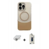 MARSİLYAN™- iPhone 14 Pro Max Kılıf Kozmos Form Özel Seri - Siyah Bilvis Hayalet Cam Ekran Koruyucu + Gold Band Metal Kamera Lens