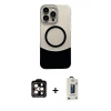 MARSİLYAN™- iPhone 14 Pro Max Kılıf Kozmos Form Özel Seri - Siyah Bilvis Hayalet Cam Ekran Koruyucu + PVD Metal Kamera Lens - TU