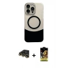 MARSİLYAN™- iPhone 14 Pro Max Kılıf Kozmos Form Özel Seri - Siyah Buffer Cam Ekran Koruyucu + Raze Metal Kamera Lens - GD