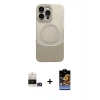 MARSİLYAN™- iPhone 14 Pro Max Kılıf Kozmos Form Özel Seri - Siyah Buffer Hayalet Cam Ekran Koruyucu + Gold Bilvis Titan Kamera Lens