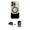 MARSİLYAN™- iPhone 14 Pro Max Kılıf Kozmos Form Özel Seri - Siyah Buffer Hayalet Cam Ekran Koruyucu + Raze Metal Kamera Lens - GD