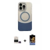 MARSİLYAN™- iPhone 14 Pro Max Kılıf Kozmos Form Özel Seri - Siyah Buffer Hayalet Cam Ekran Koruyucu + Gold Bilvis Titan Kamera Lens