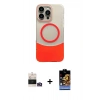MARSİLYAN™- iPhone 14 Pro Max Kılıf Kozmos Form Özel Seri - Siyah Buffer Hayalet Cam Ekran Koruyucu + Gold Bilvis Titan Kamera Lens