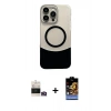 MARSİLYAN™- iPhone 14 Pro Max Kılıf Kozmos Form Özel Seri - Siyah Buffer Hayalet Cam Ekran Koruyucu + Gold Bilvis Titan Kamera Lens