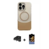 MARSİLYAN™- iPhone 14 Pro Max Kılıf Kozmos Form Özel Seri - Siyah Buffer Hayalet Cam Ekran Koruyucu + Gümüş Raze Metal Kamera Lens