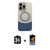MARSİLYAN™- iPhone 14 Pro Max Kılıf Kozmos Form Özel Seri - Siyah Buffer Hayalet Cam Ekran Koruyucu + PVD Metal Kamera Lens - TU