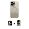 MARSİLYAN™- iPhone 14 Pro Max Kılıf Kozmos Form Özel Seri - Siyah Buffer Hayalet Cam Ekran Koruyucu + PVD Metal Kamera Lens - TU